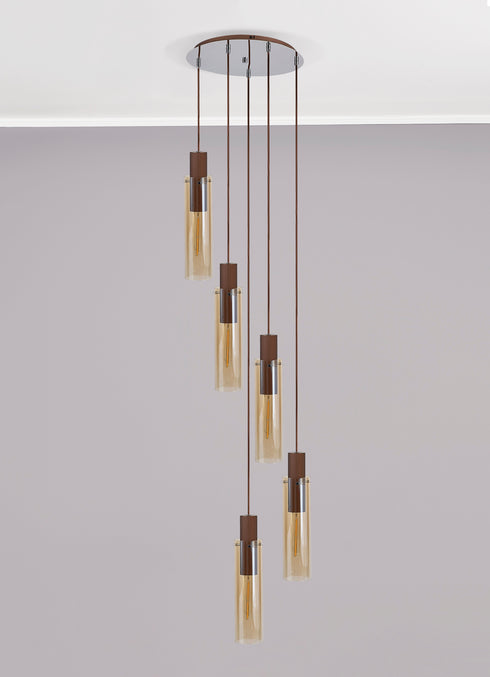 Brooks Slim Round Pendant 5 Light